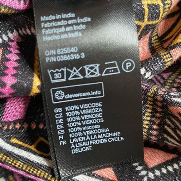 H&M Coachella Shorts Romper Black Aztec Elastic Waist Tie Neck Pockets Viscose 8 - Picture 11 of 11